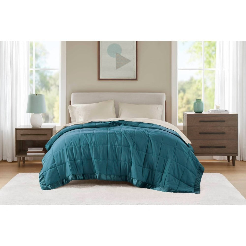 Madison Park Blanket, Jade Color-satin Edge, Twin 2