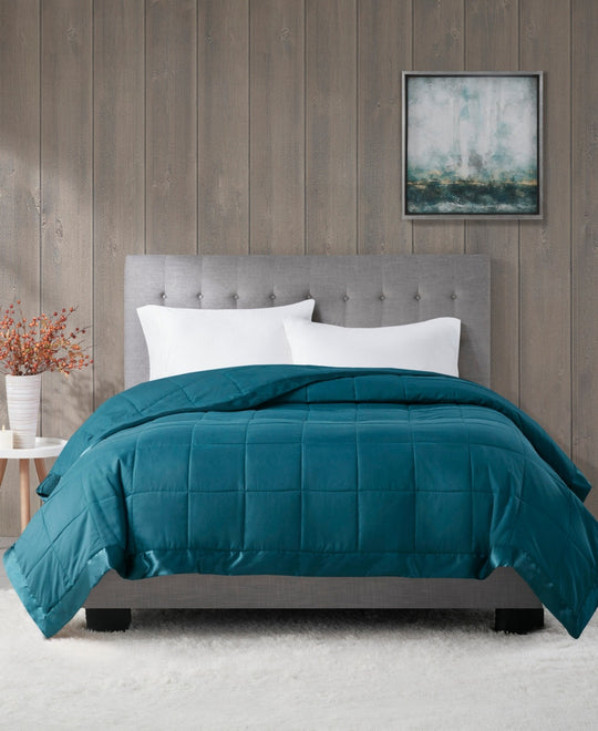 Madison Park Blanket, Jade Color-satin Edge, Twin 4