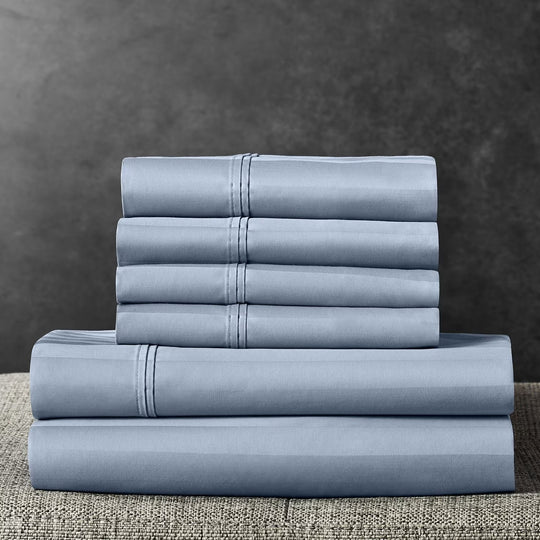 Member's Mark Bed Sheet Set, Arctic White - Striped, King 2