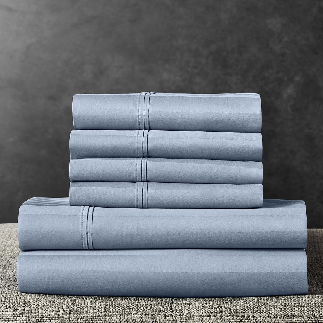 Member's Mark Bed Sheet Set, Washed Indigo -striped, King 2