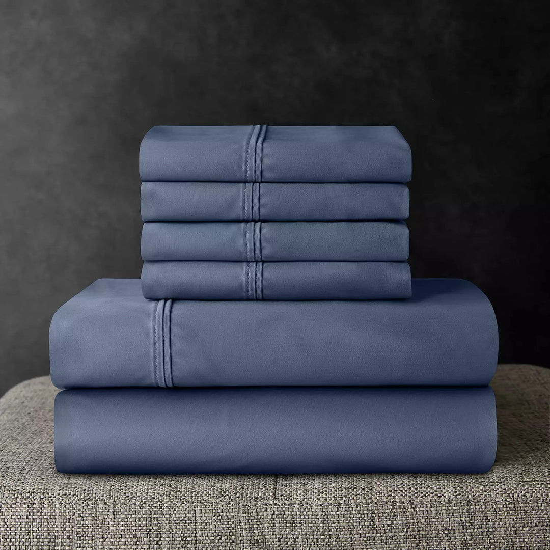Member's Mark Bed Sheet Set, Washed Indigo -navy, Queen