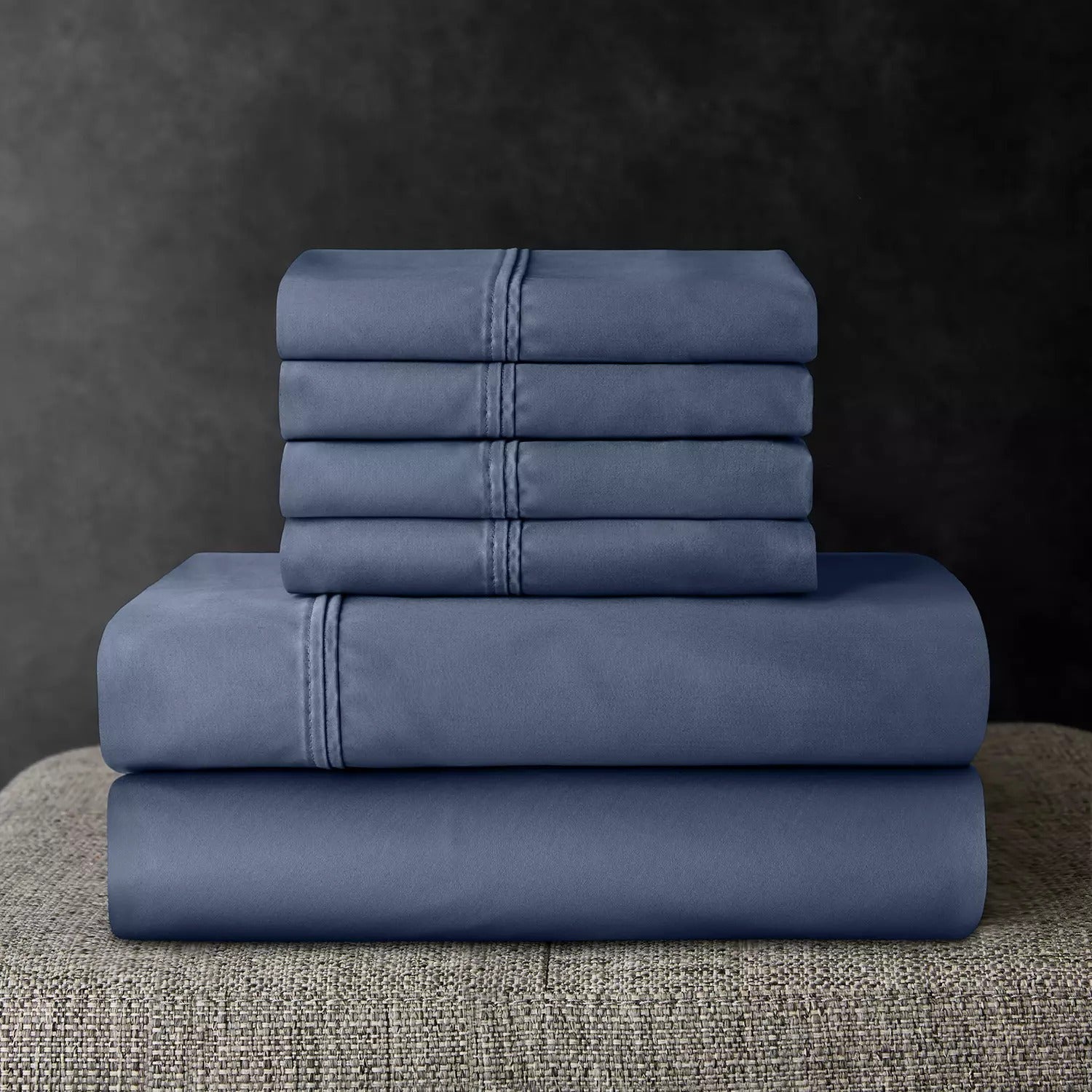 Member's Mark Bed Sheet Set, Washed Indigo -navy, Queen