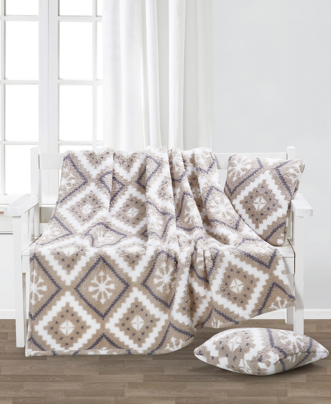 Artemis Luxury Collection Blanket, Greige+bleck+white