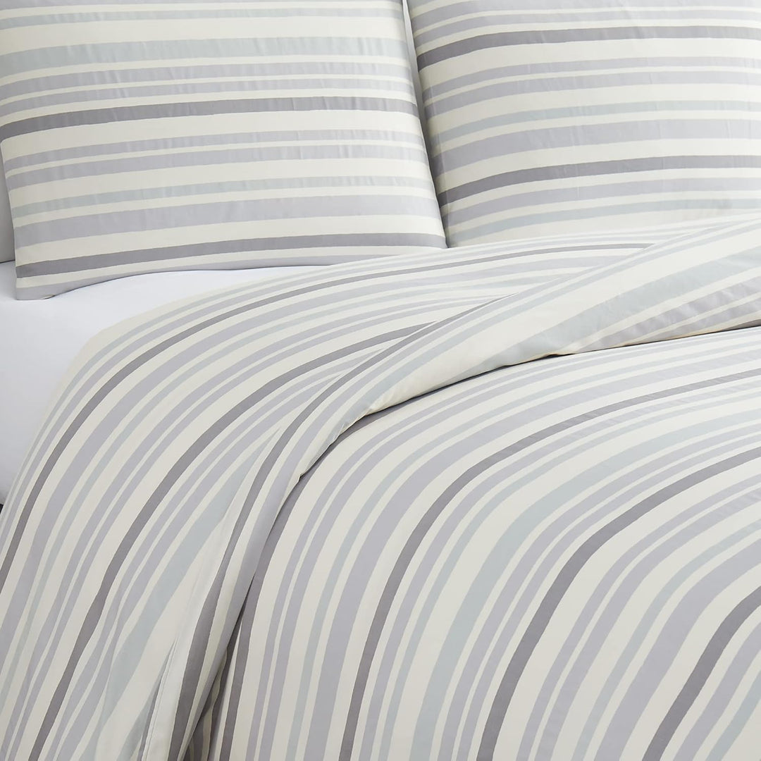 Kate Spade New York Nautical Striped Set of 3 Comforter Set, King Size, Grey Matter