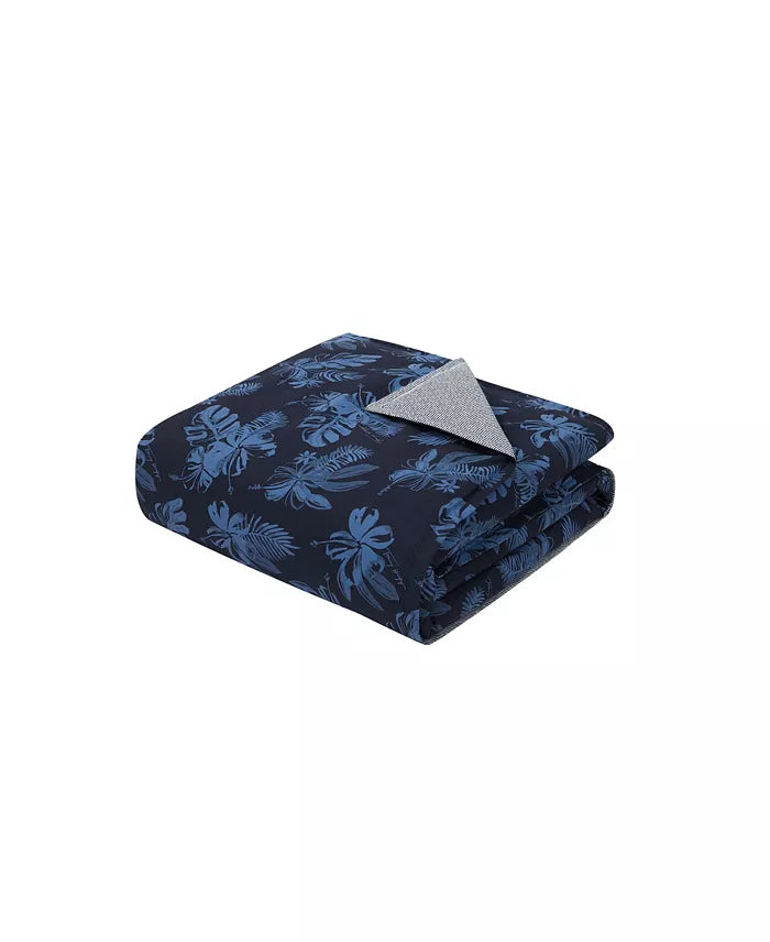 Tommy Hilfiger Blue Hibiscus Floral Set, Full Queen, Blue