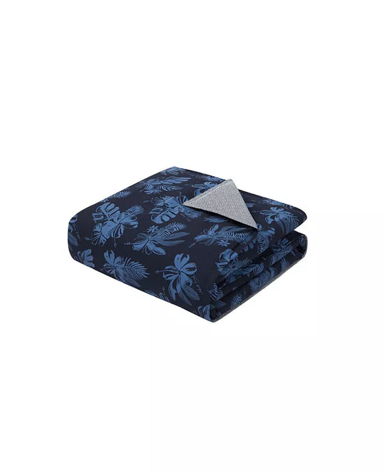 Tommy Hilfiger Blue Hibiscus Floral Set, Full Queen, Blue