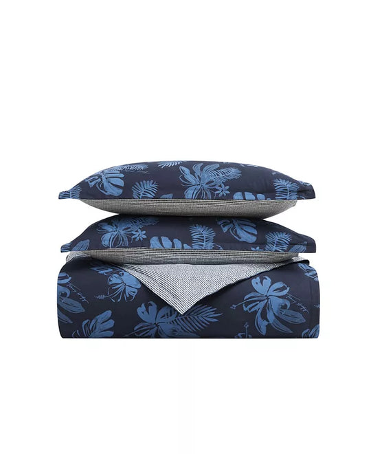 Tommy Hilfiger Blue Hibiscus Floral Set, Full Queen, Blue