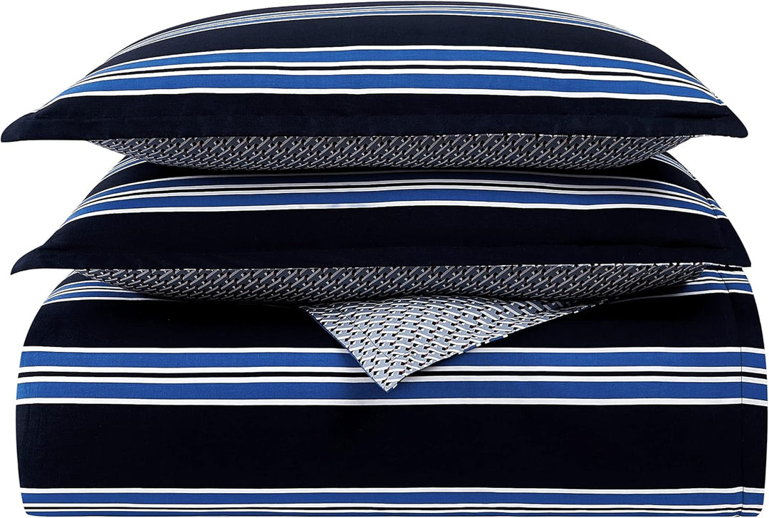 Tommy Hilfiger Navy Preppy Stripe Set, Full Queen, Navy