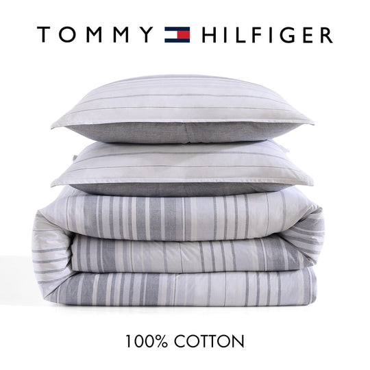 Tommy Hilfiger Grey Color Block Set, Full Queen, Grey