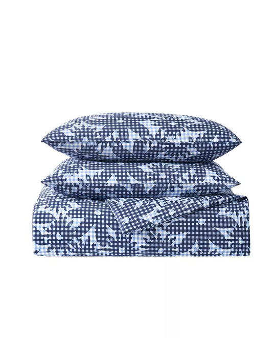 Kate Spade New York Daisy Gingham Set of 3 Comforter Set, Twin XL Size, Navy