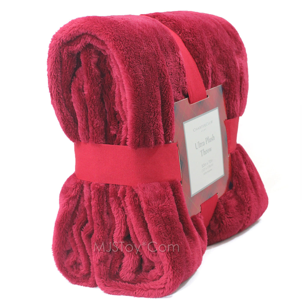 Charter Club Faux Fur Throw, Burgundy, view 2