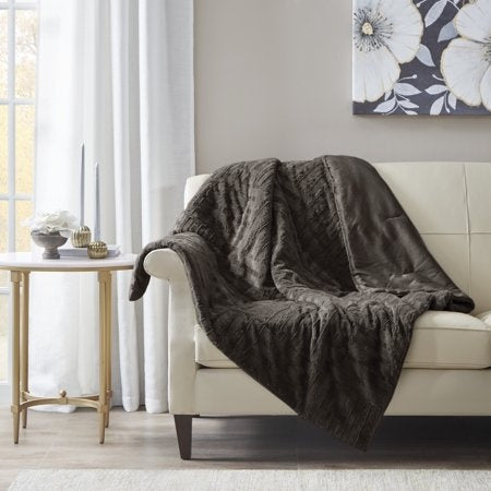 Madison Park Plush Throw, Brown