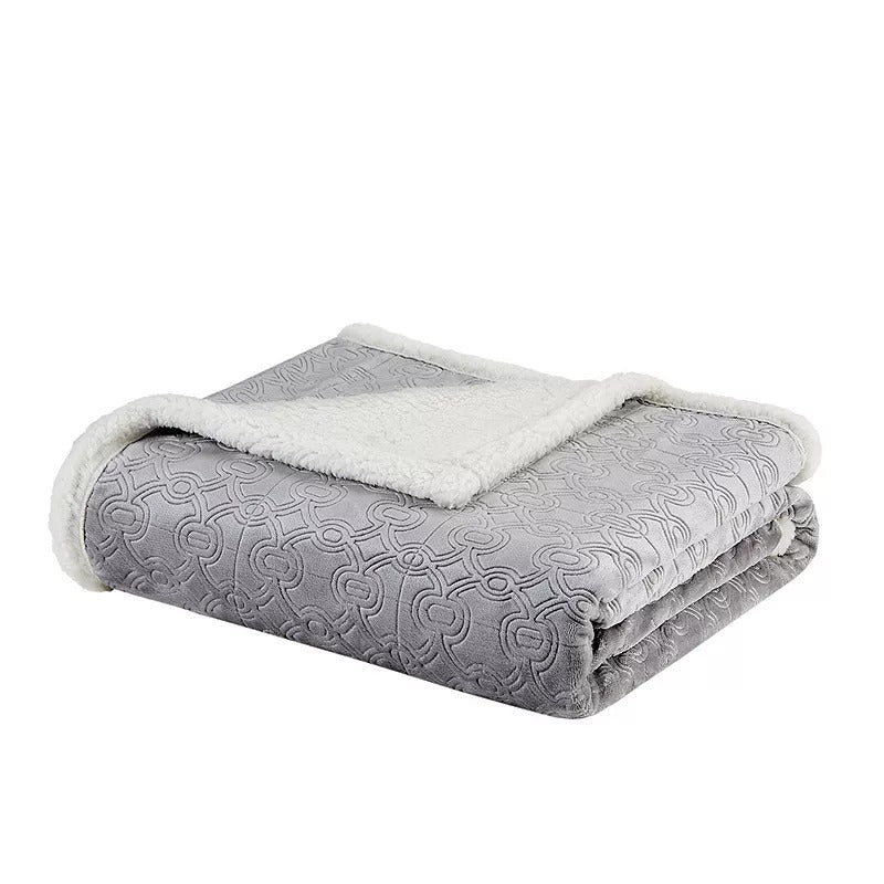 Madison Park Blanket, Silver Grey+white