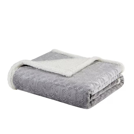 Madison Park Blanket, Silver Grey+white