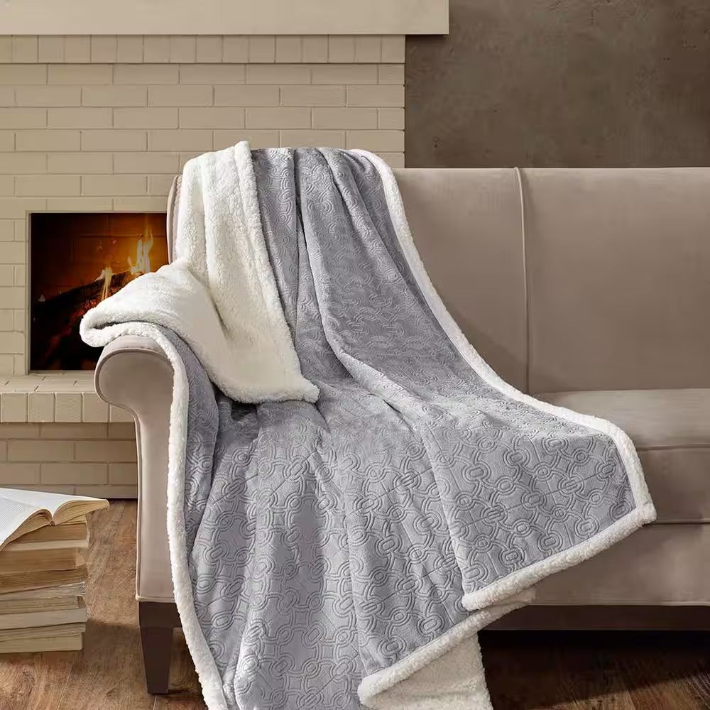 Madison Park Blanket, Silver Grey+white 2