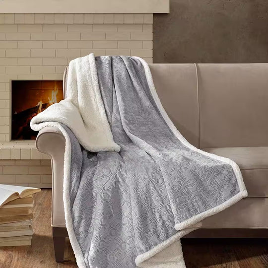 Madison Park Blanket, Silver Grey+white 2