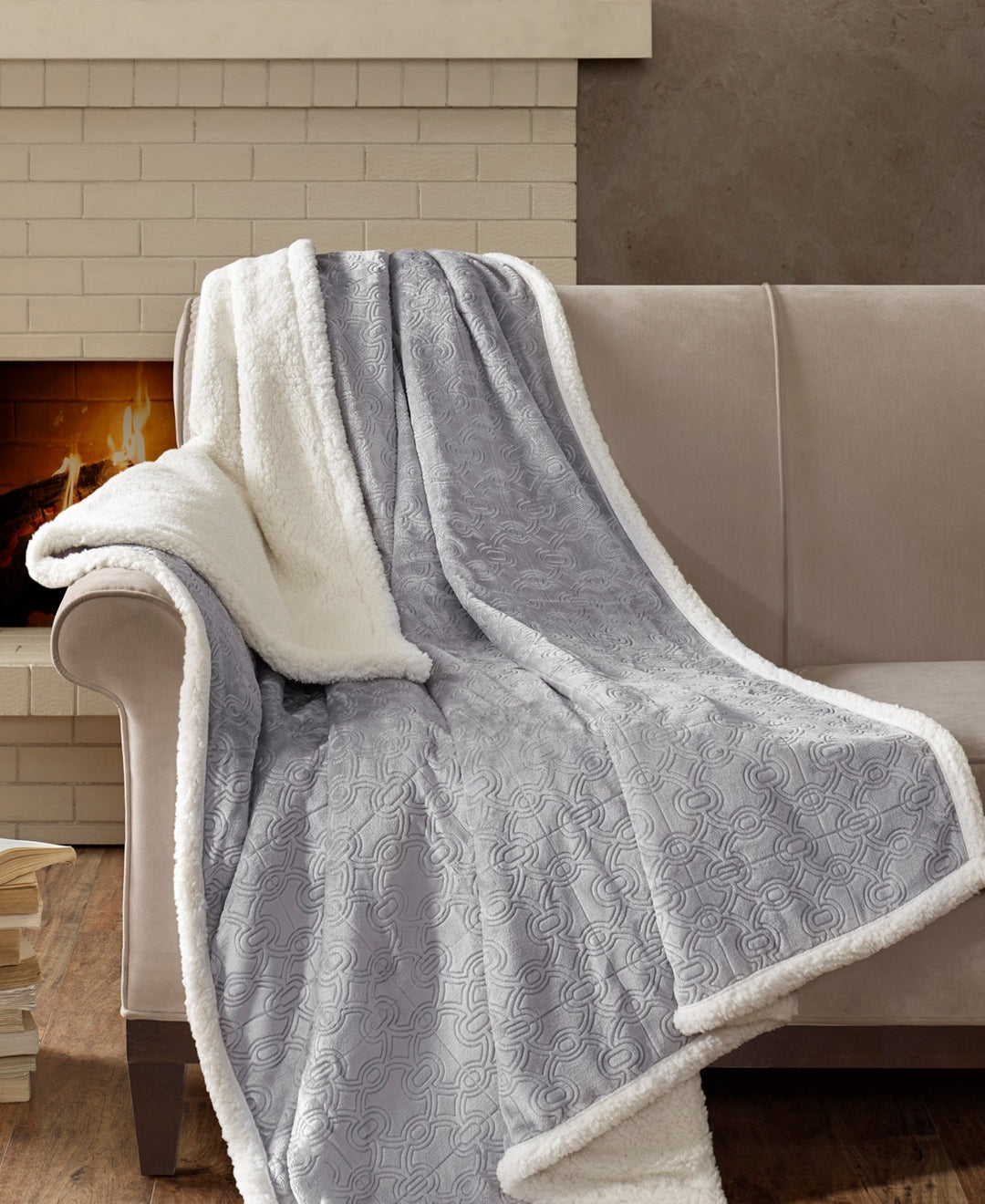Madison Park Blanket, Silver Grey+white 5