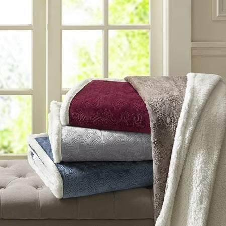 Madison Park Blanket, Silver Grey+white 6