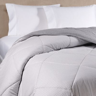 Flannel Ticking Stripe Comforter Set, Grey