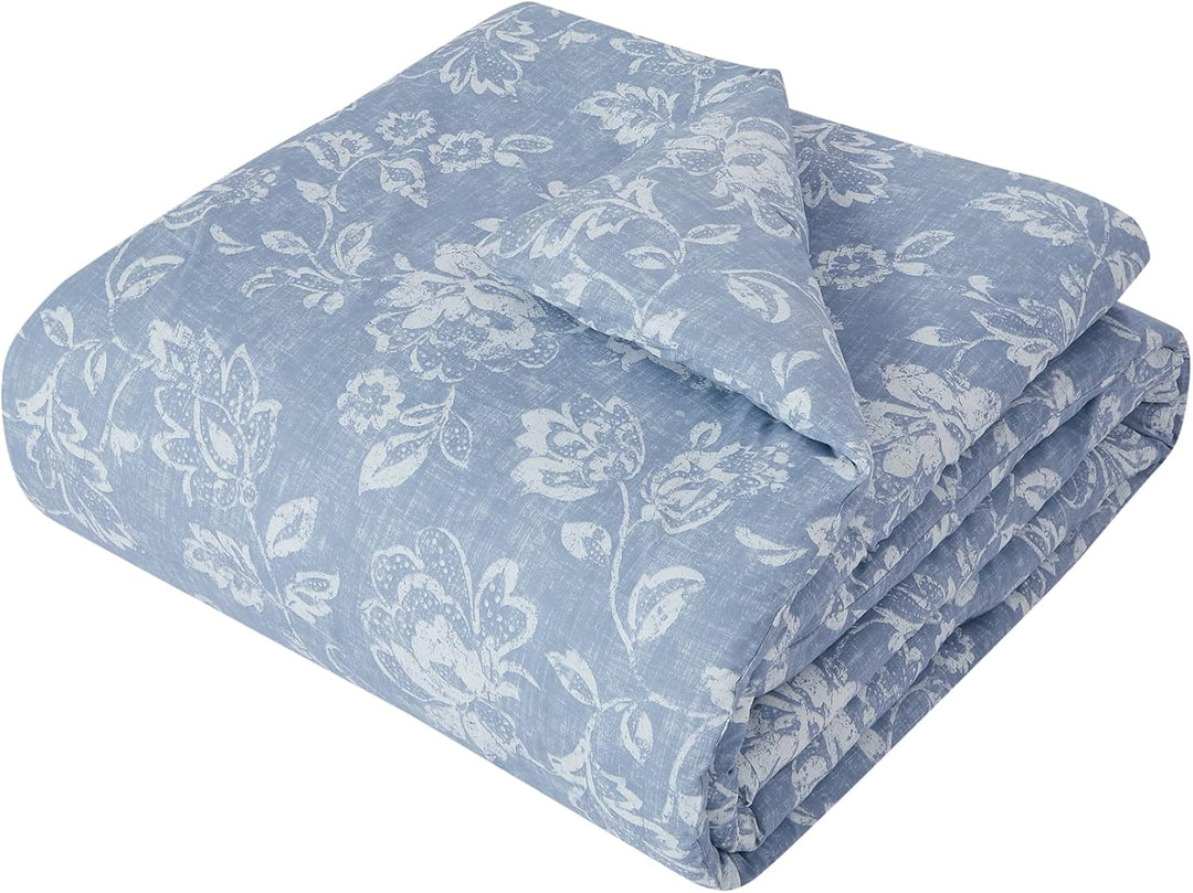 Royal Velvet Classic Floral King Comforter, King Size, Spa Blue