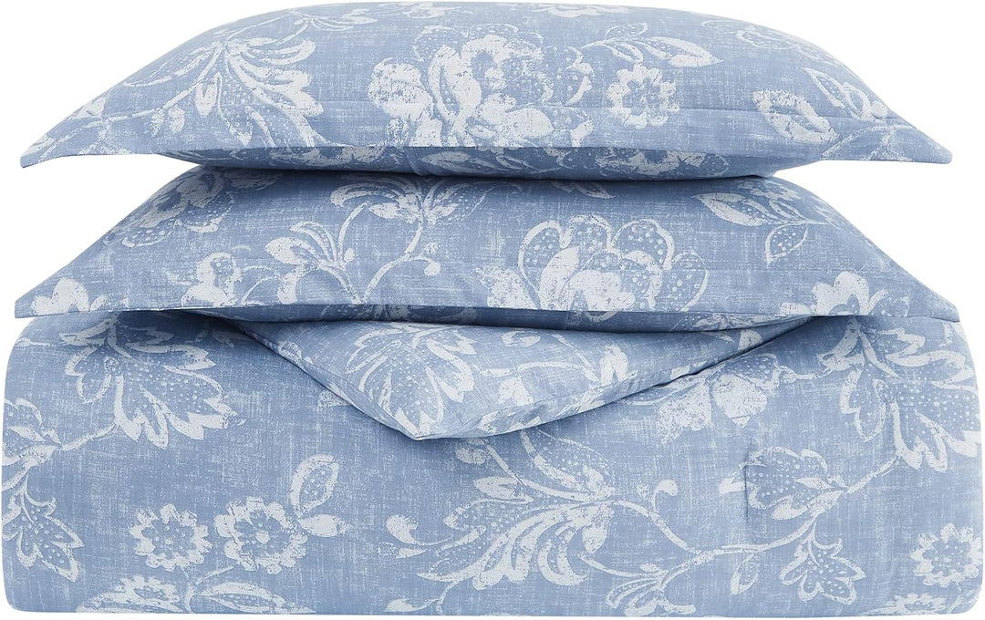 Royal Velvet Classic Floral King Comforter, King Size, Spa Blue