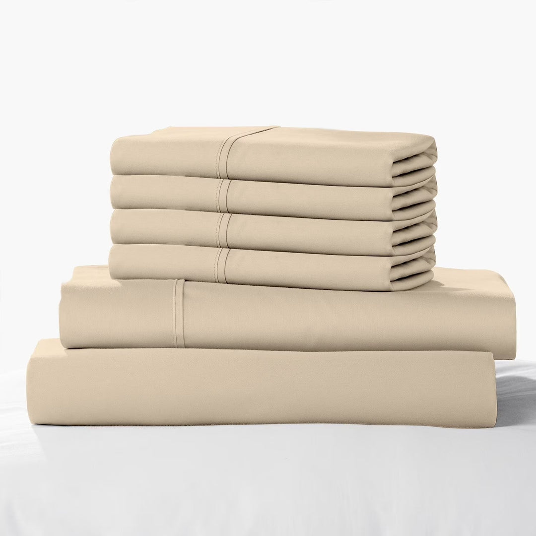 Color Sense Bed Sheet Set, French Oak - Beige, Queen