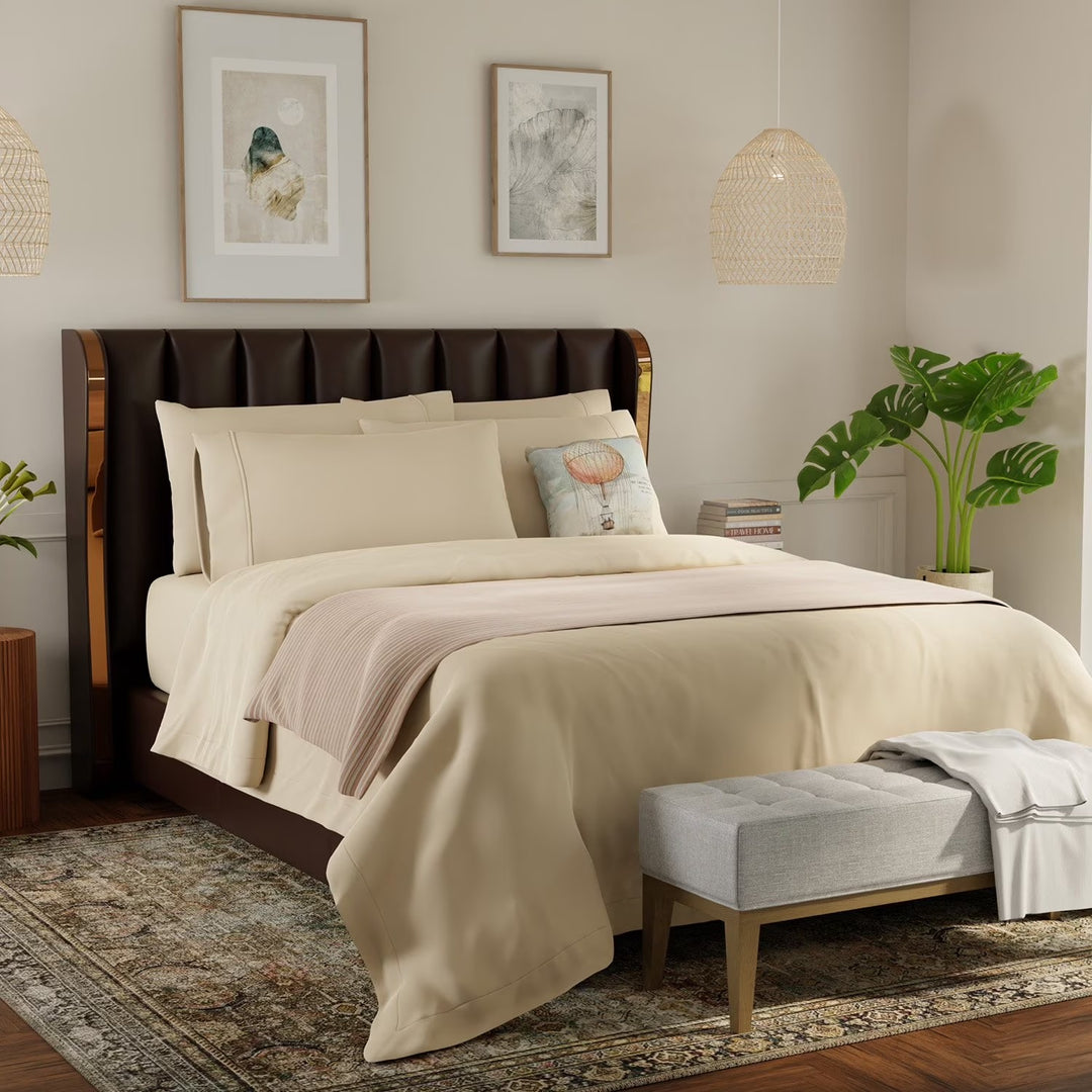 Color Sense Bed Sheet Set, French Oak - Beige, Queen 2