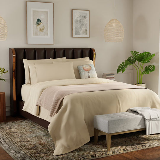 Color Sense Bed Sheet Set, French Oak - Beige, Queen 2
