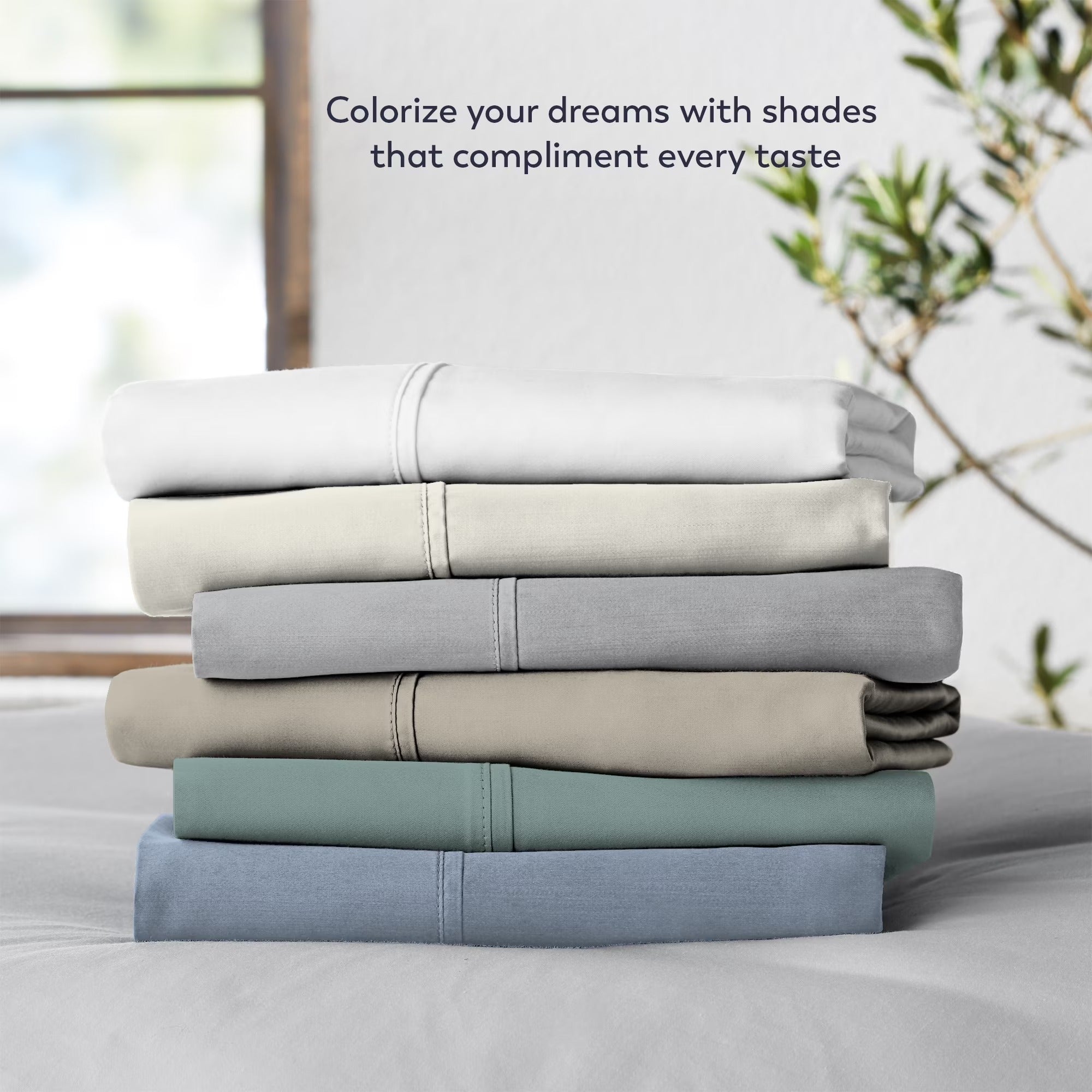 Color Sense Bed Sheet Set, Ivory, Queen