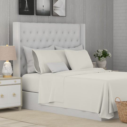 Color Sense Bed Sheet Set, Ivory, Queen 2