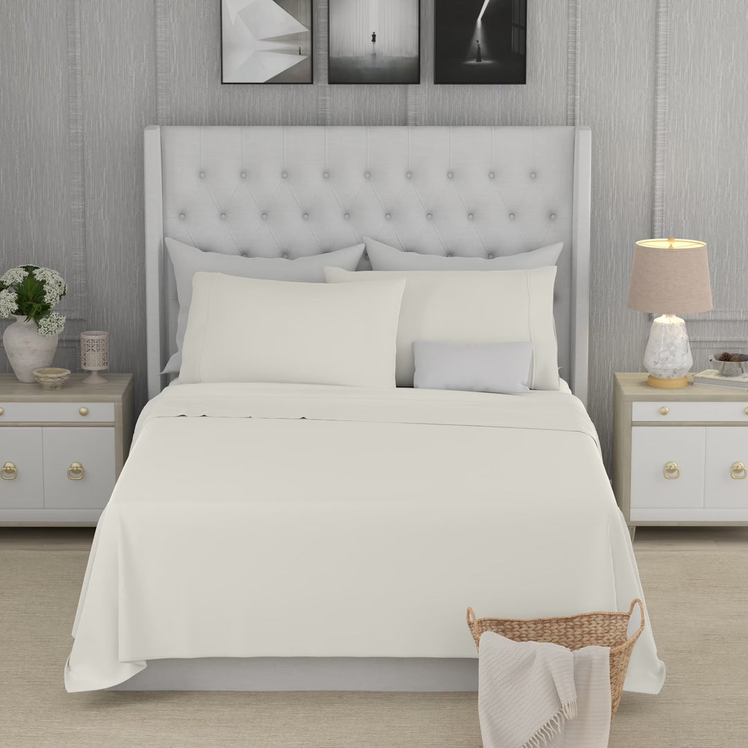 Color Sense Bed Sheet Set, Ivory, Queen 4