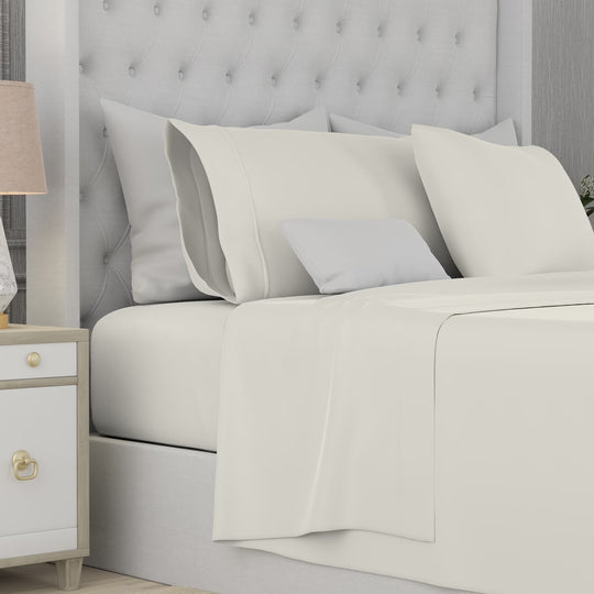 Color Sense Bed Sheet Set, Ivory, Queen 5