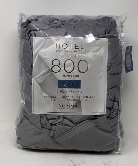 Hotel Signature Sateen Bed Sheet Set, Silver Grey, Full 2