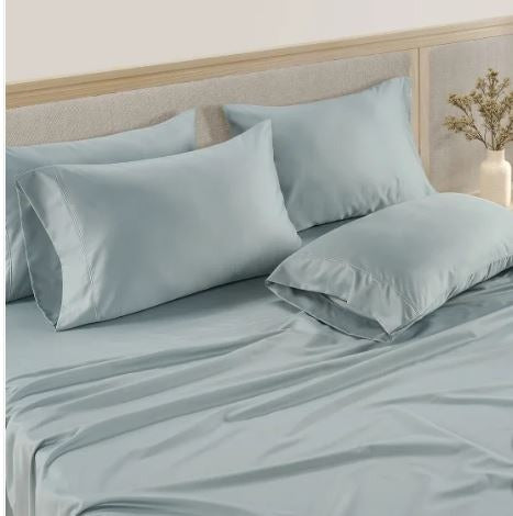 Hotel Signature Sateen Bed Sheet Set, Blue-lightblue