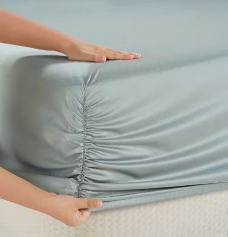 Hotel Signature Sateen Bed Sheet Set, Blue-lightblue 2