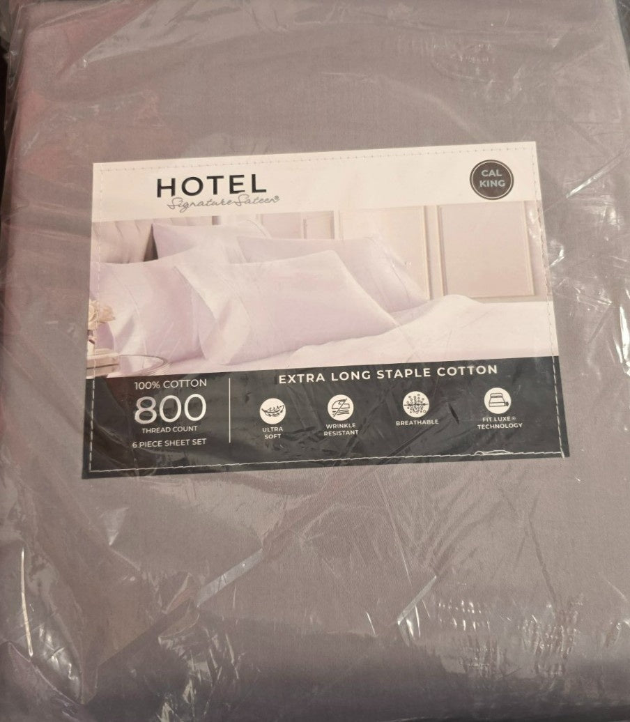 Hotel Signature Sateen Bed Sheet Set, Grey-Dark Grey 2