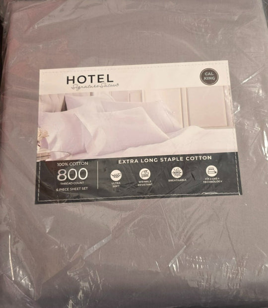 Hotel Signature Sateen Bed Sheet Set, Grey-Dark Grey 2