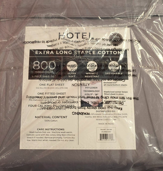 Hotel Signature Sateen Bed Sheet Set, Grey-Dark Grey 3