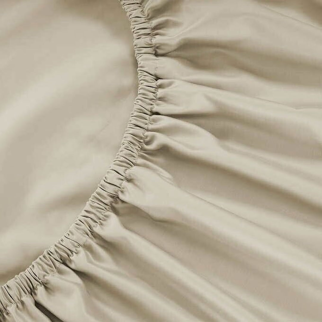 Hotel Signature Sateen Bed Sheet Set, Tan -offwhite-beige, Split King 4
