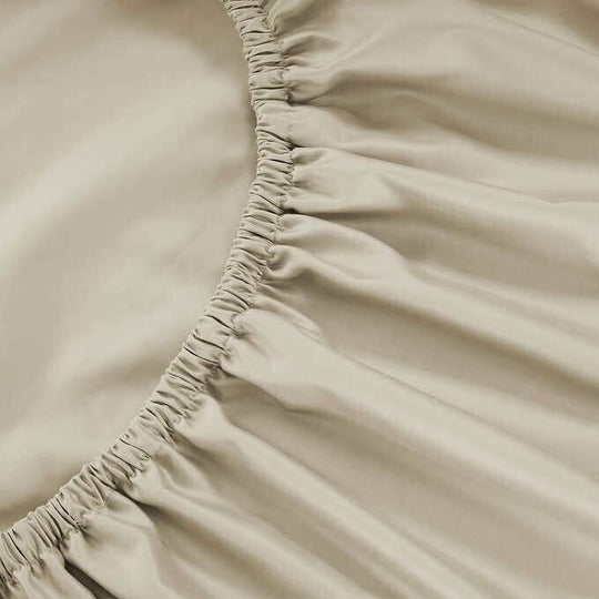 Hotel Signature Sateen Bed Sheet Set, Tan -offwhite-beige, Split King 4