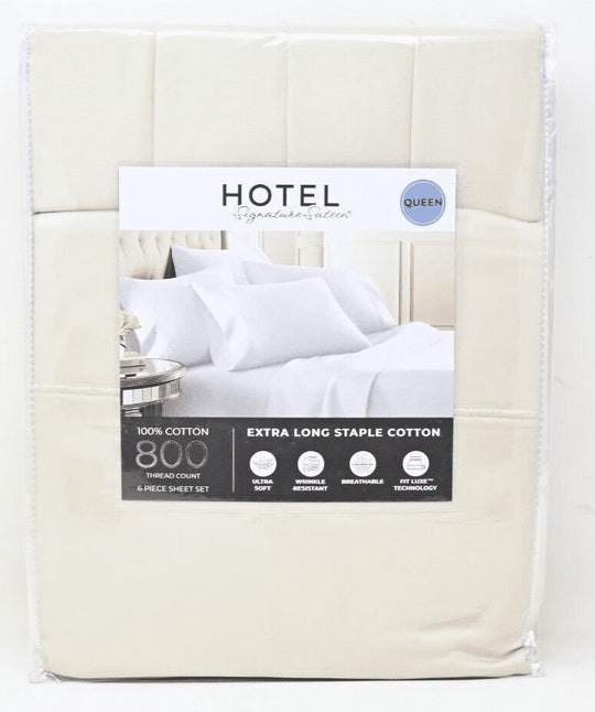 Hotel Signature Sateen Bed Sheet Set, Tan -offwhite-beige, Split King 8