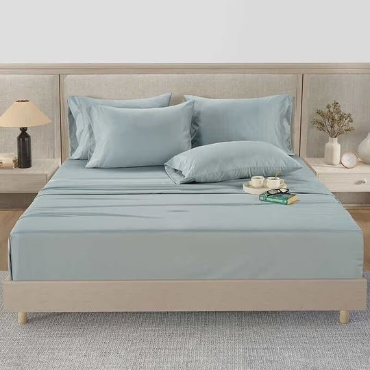 Hotel Signature Sateen Bed Sheet Set, Light Blue, Full 3