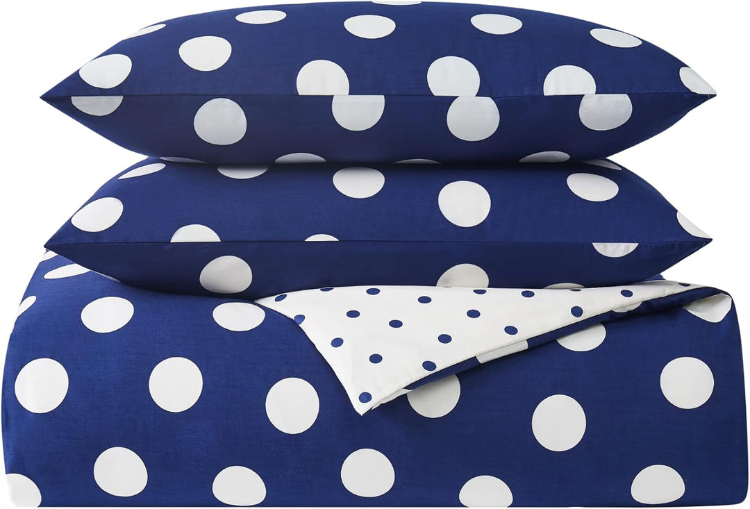 Kate Spade New York Dots Printed Set of 3 Comforter Set, Full/Queen Size, Navy