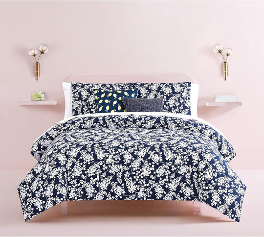 Kate Spade New York Navy Lilac Set of 3 Comforter Set, King Size, Navy