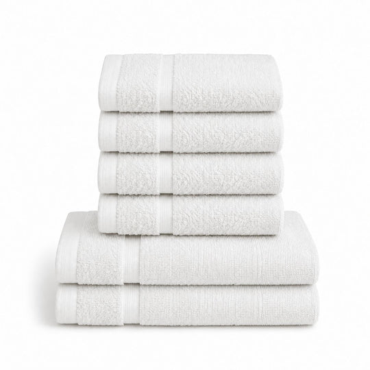SILVERbac Antimicrobial 6 Piece Towel Set, White