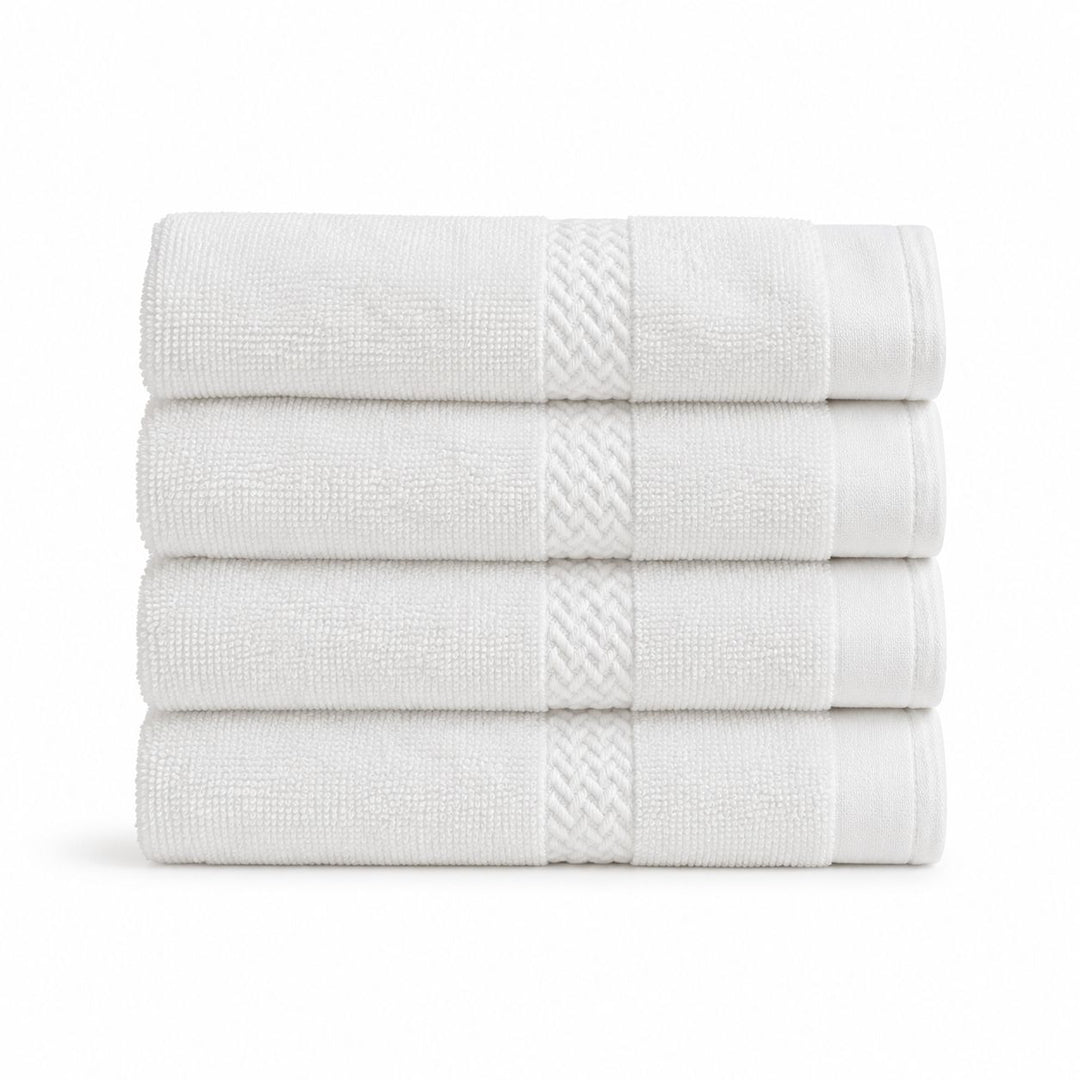 SILVERbac Premium Face Towel Set, 4 Piece, White