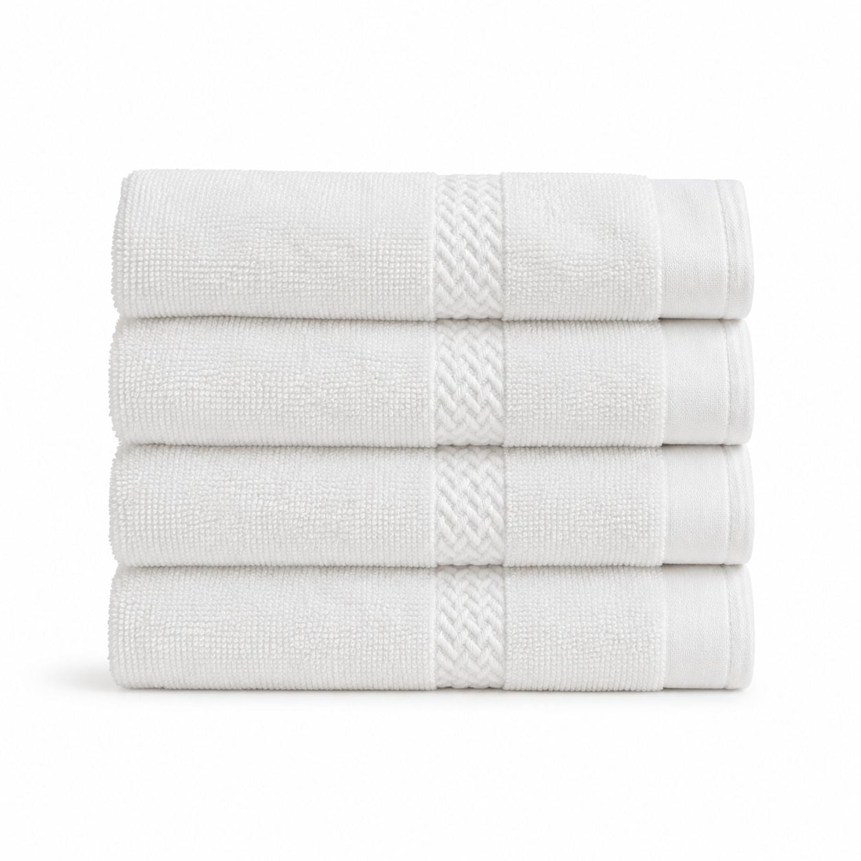 SILVERbac Premium Face Towel Set, 4 Piece, White