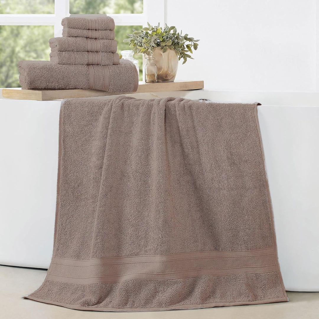 6-Piece Trident Soft & Plush Towel Set, Light Brown