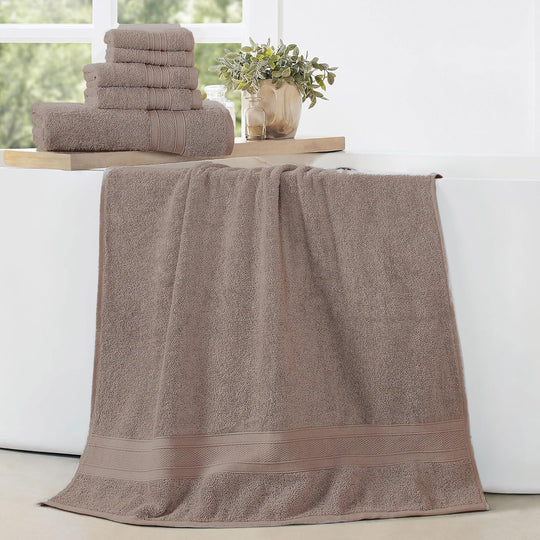 6-Piece Trident Soft & Plush Towel Set, Light Brown