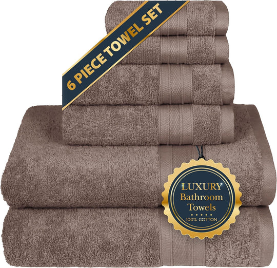 6-Piece Trident Soft & Plush Towel Set, Light Brown